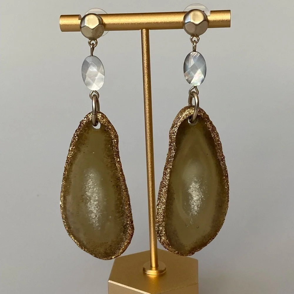Earrings Drops Drops Acrylic Stone Design Vintage 3.5”